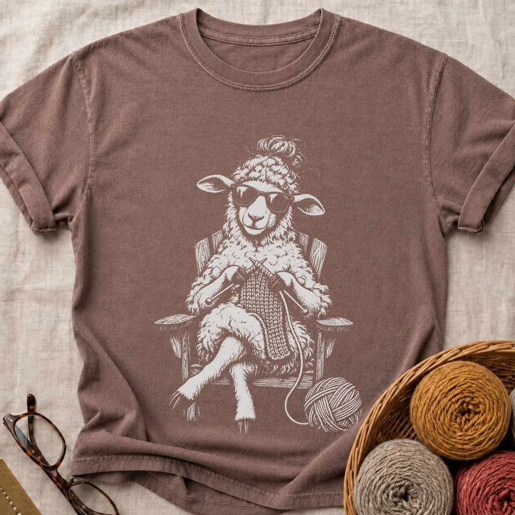 Knitting Sheep T-Shirt in Espresso