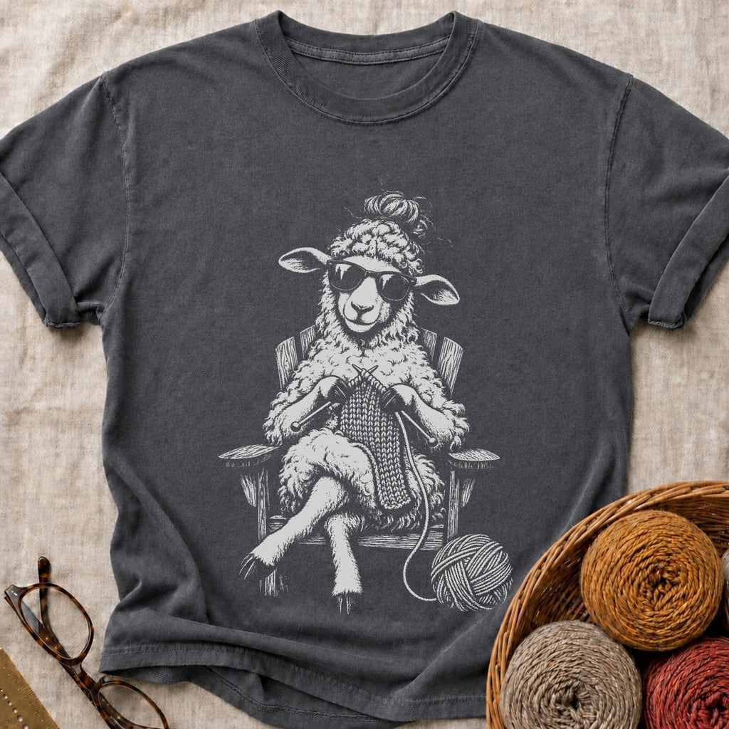 Knitting Sheep T-Shirt in Pepper