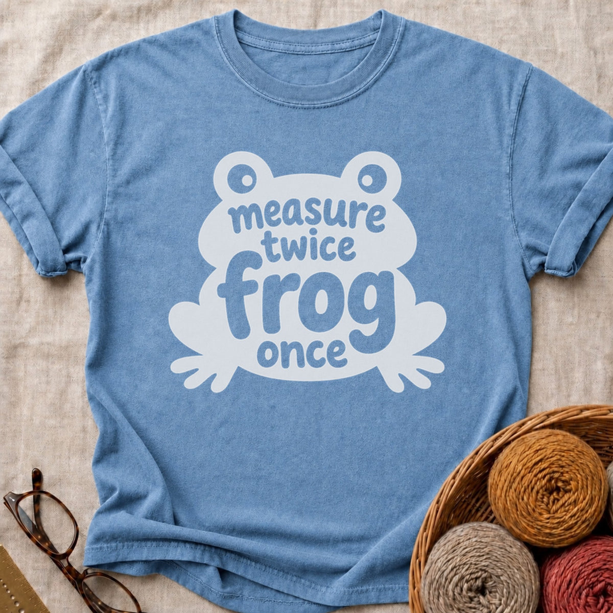 Measure Twice T-Shirt in Blue Jean