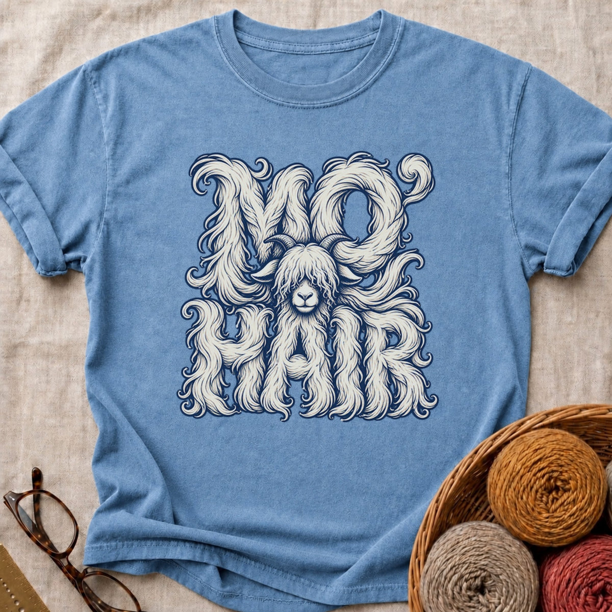 Mo Hair T-Shirt in Blue Jean
