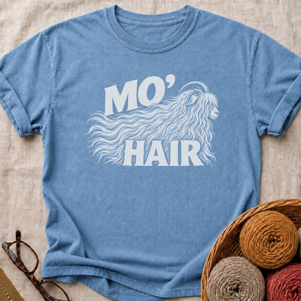 Mo Hair Goat T-Shirt in Blue Jean