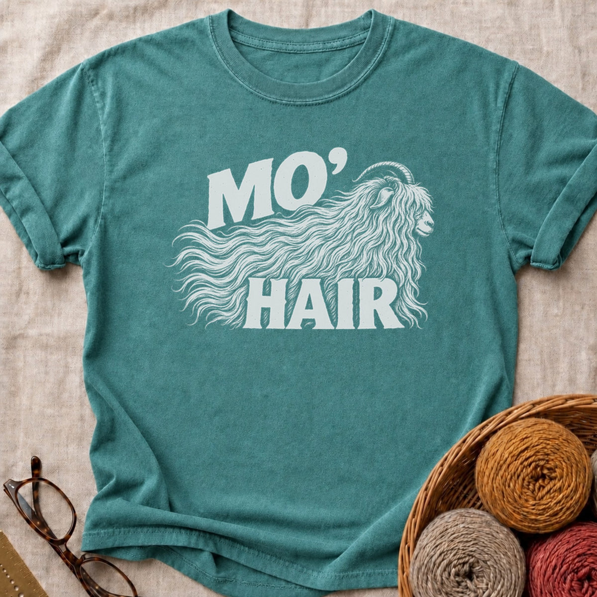 Mo Hair Goat T-Shirt in Blue Spruce