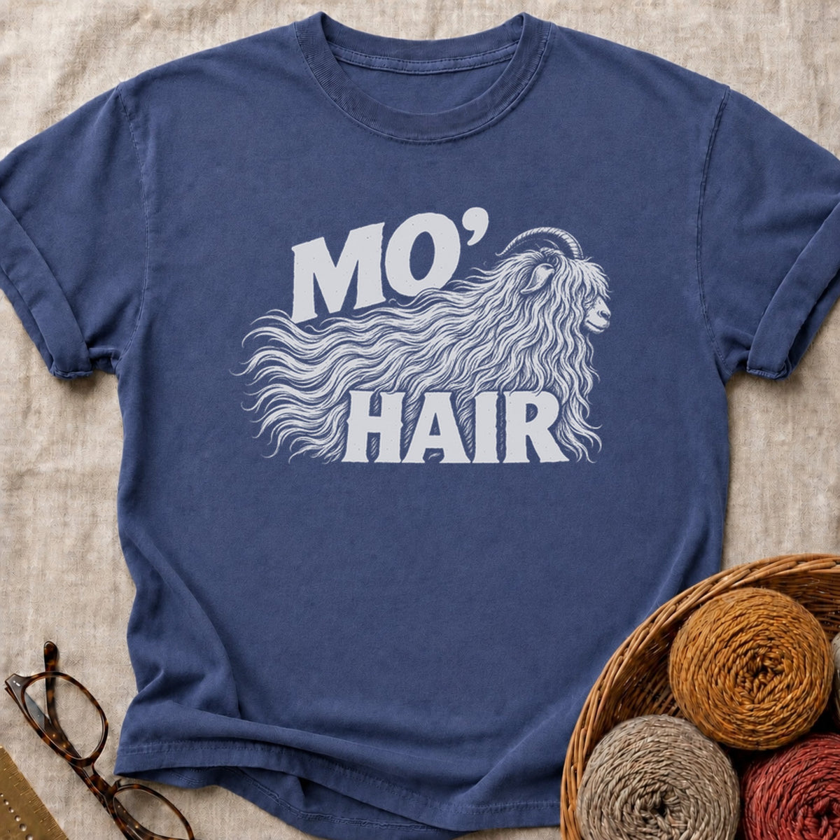Mo Hair Goat T-Shirt in True Navy