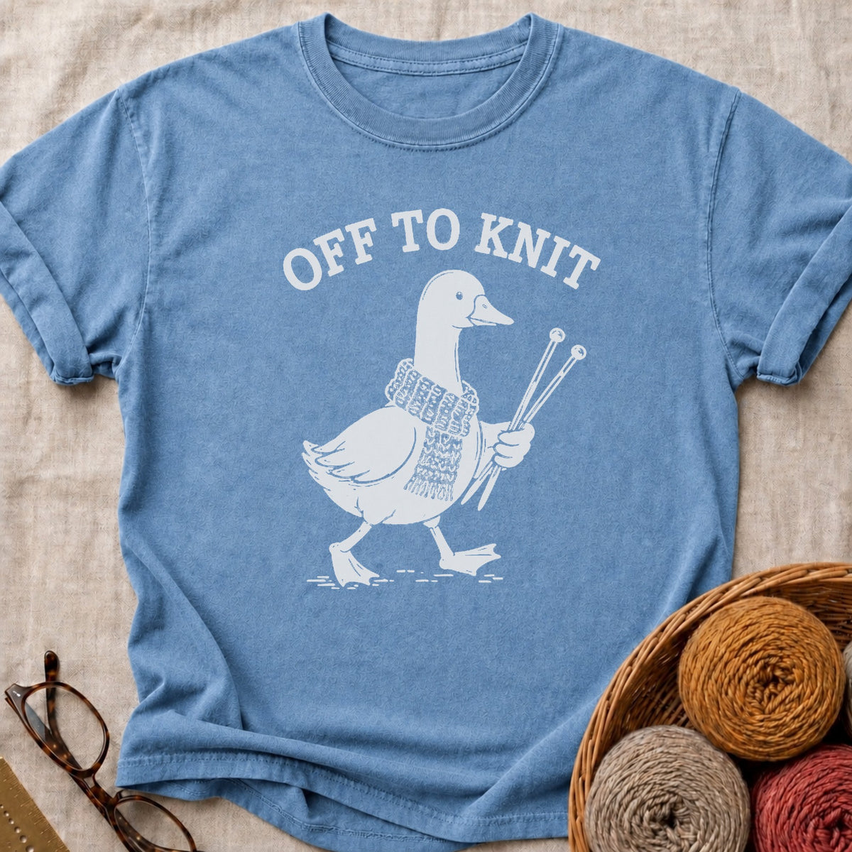 Off to Knit T-Shirt in Blue Jean