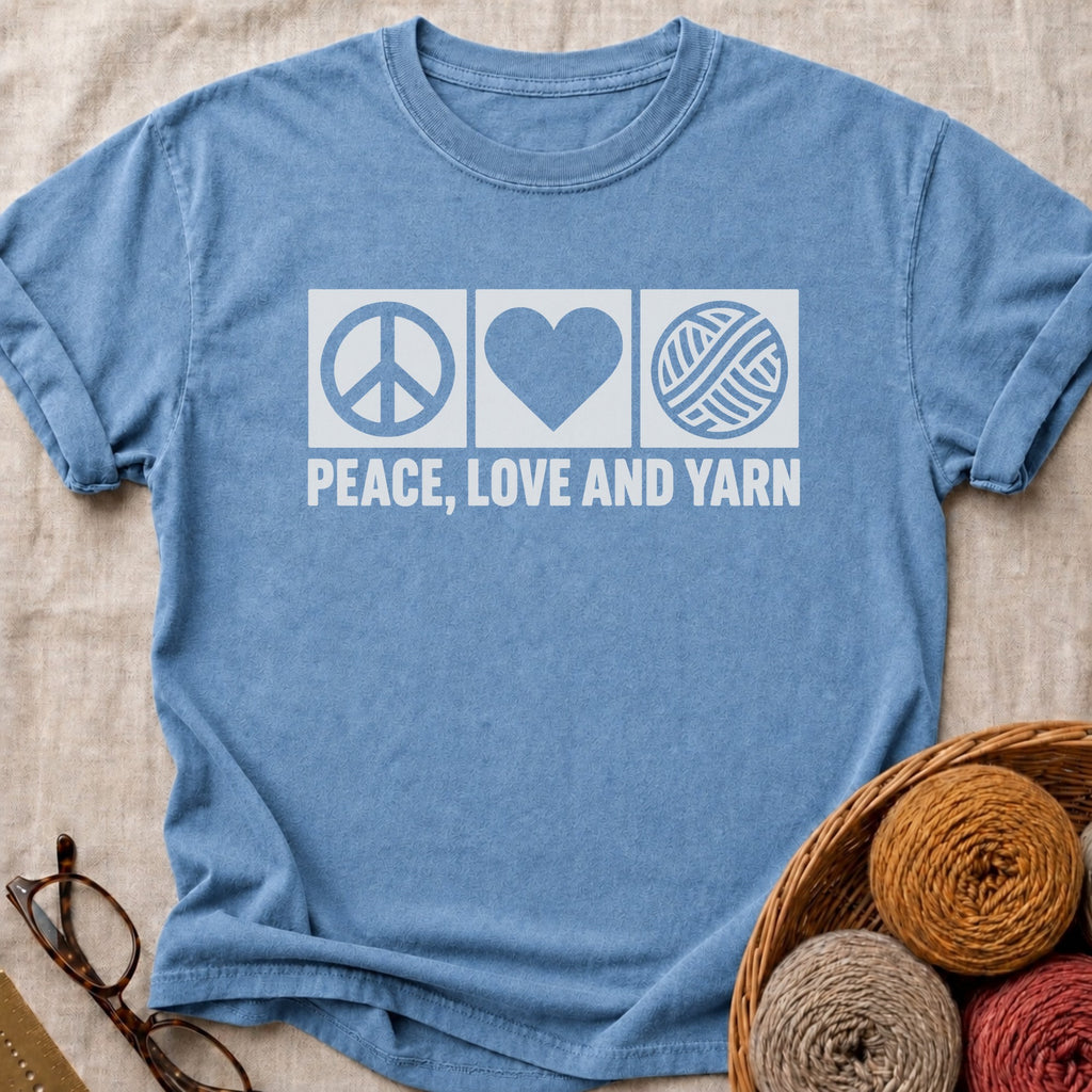Peace Love Yarn T-Shirt in Blue Jean