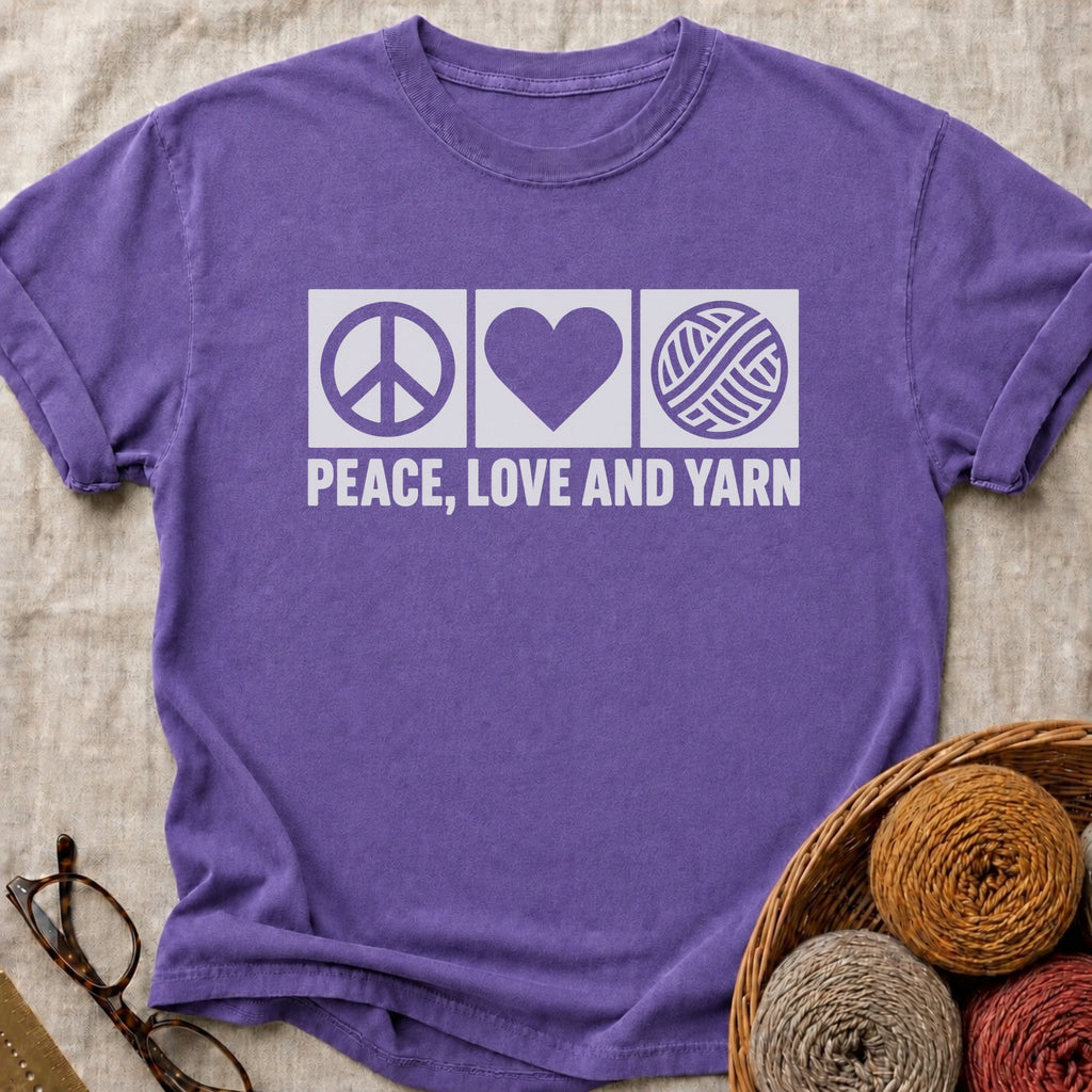 Peace Love Yarn T-Shirt in Grape