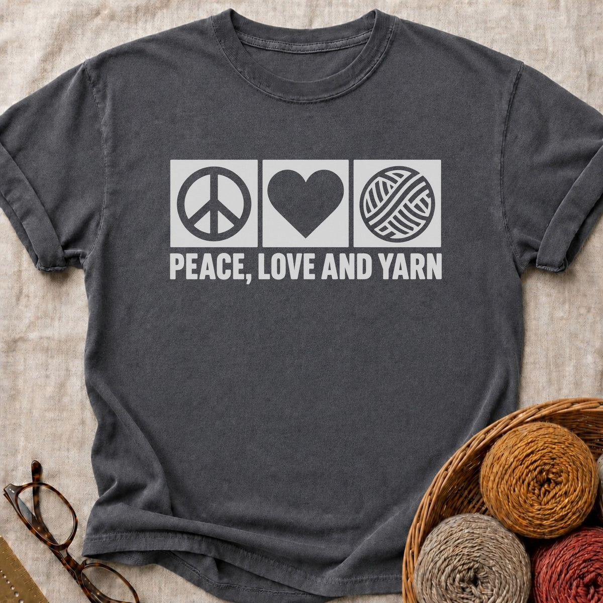 Peace Love Yarn T-Shirt in Pepper