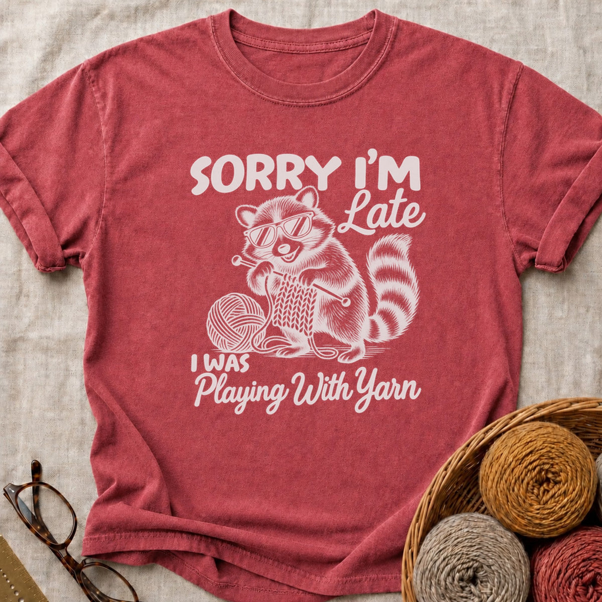 Playing With Yarn T-Shirt in Brick