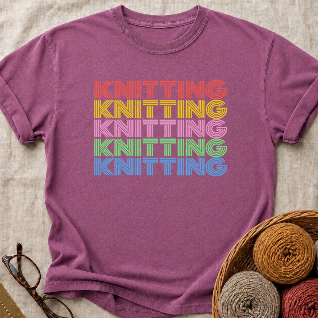 Rainbow Knitting T-Shirt in Berry