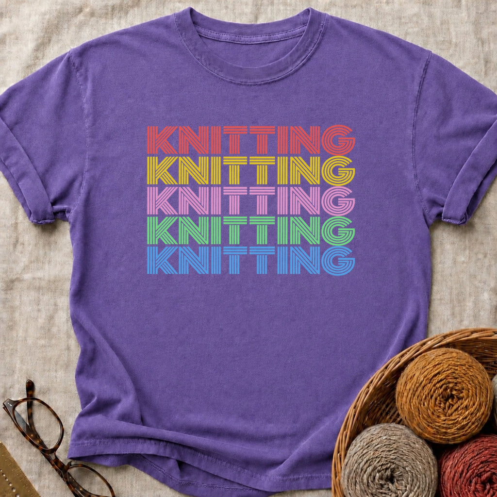 Rainbow Knitting T-Shirt in Grape
