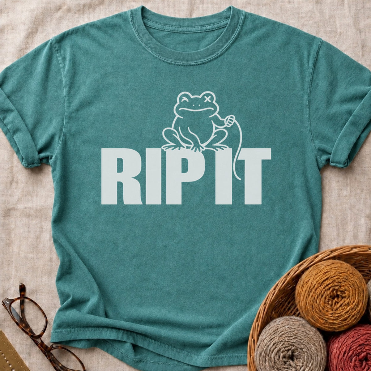 Rip It Frog T-Shirt in Blue Spruce