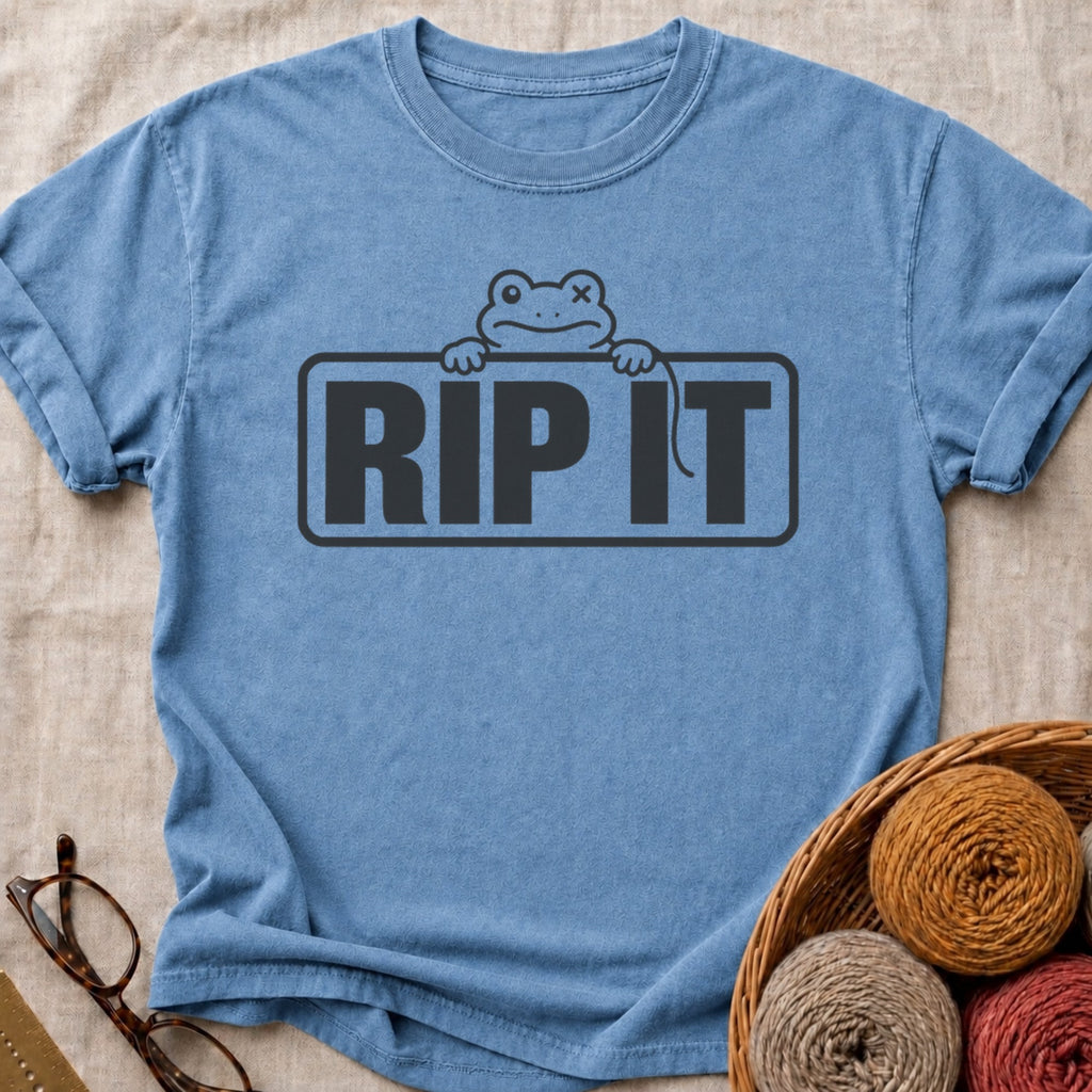 Rip It Sign T-Shirt in Blue Jean