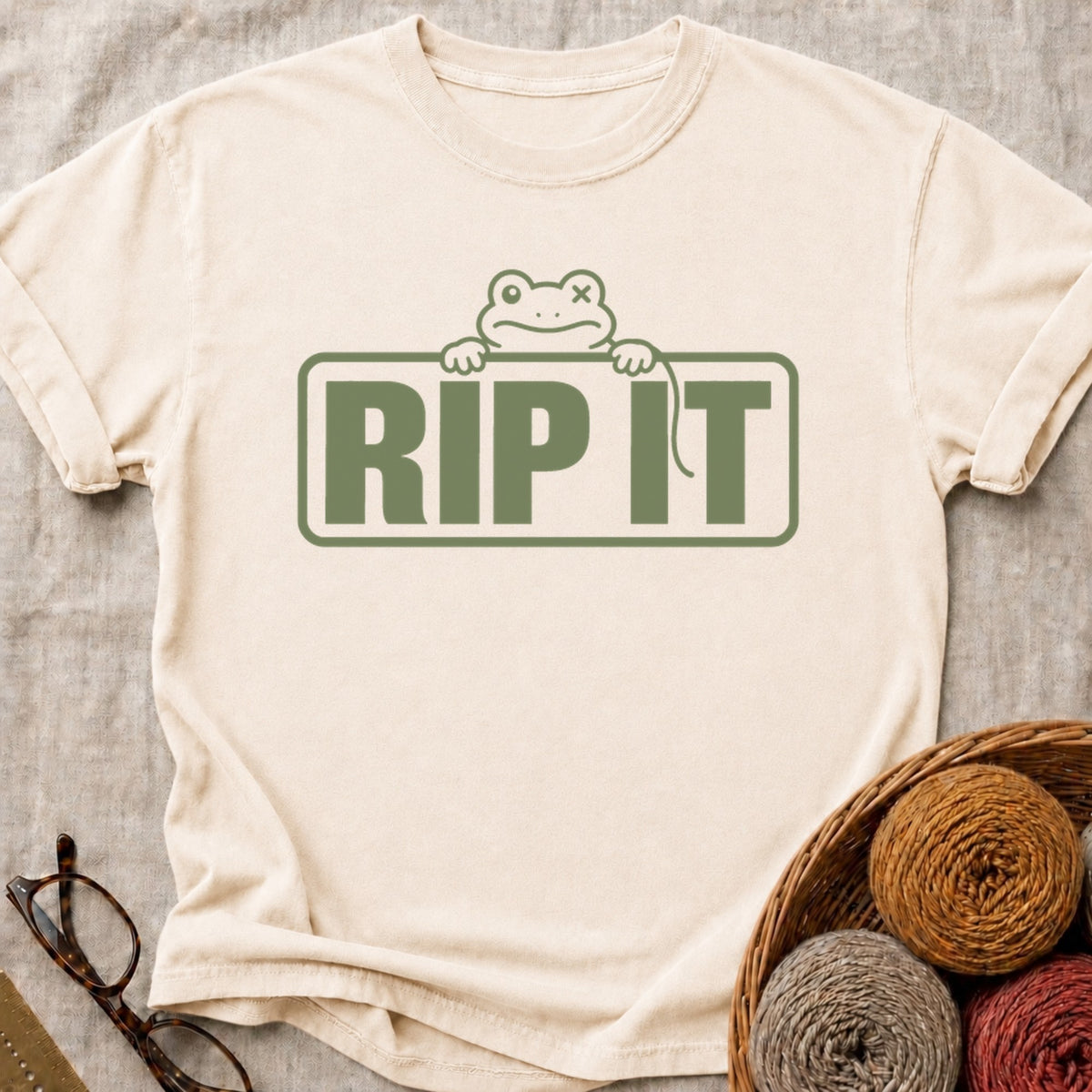 Rip It Sign T-Shirt in Ivory