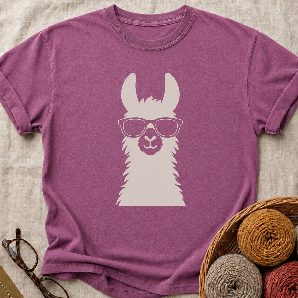 Shady Llama T-Shirt in Berry