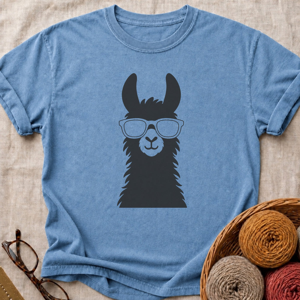 Shady Llama T-Shirt in Blue Jean