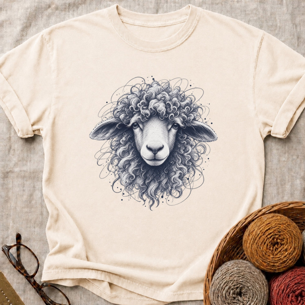 Swirl Sheep T-Shirt in Ivory