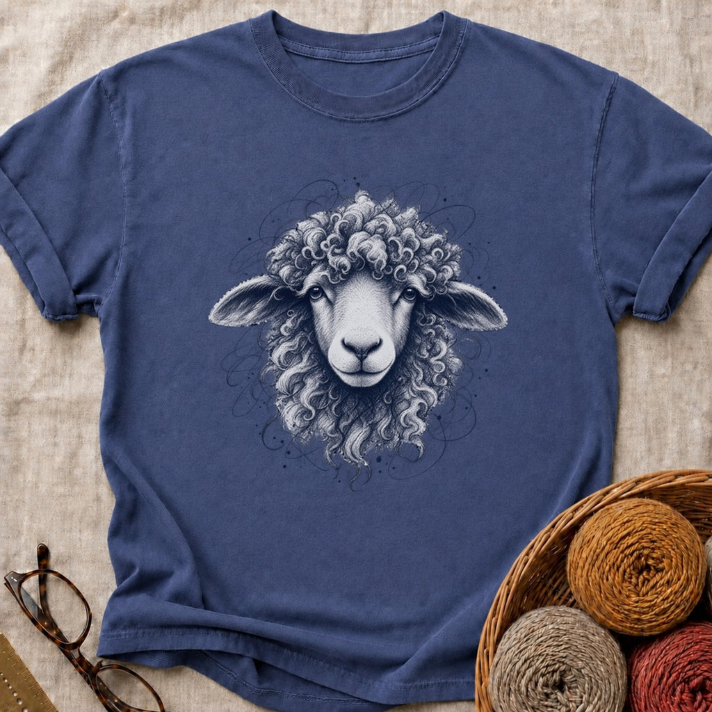 Swirl Sheep T-Shirt in True Navy