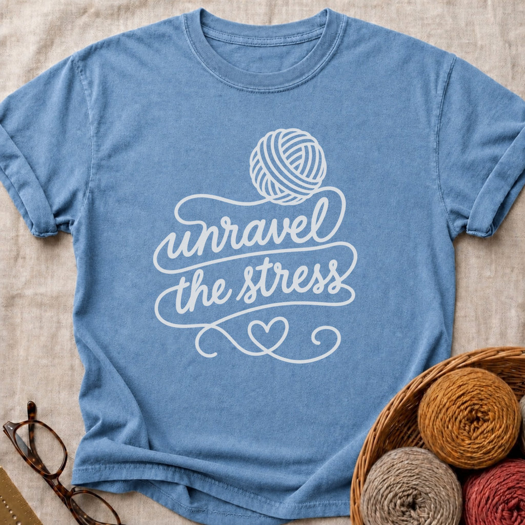 Unravel Stress T-Shirt in Blue Jean