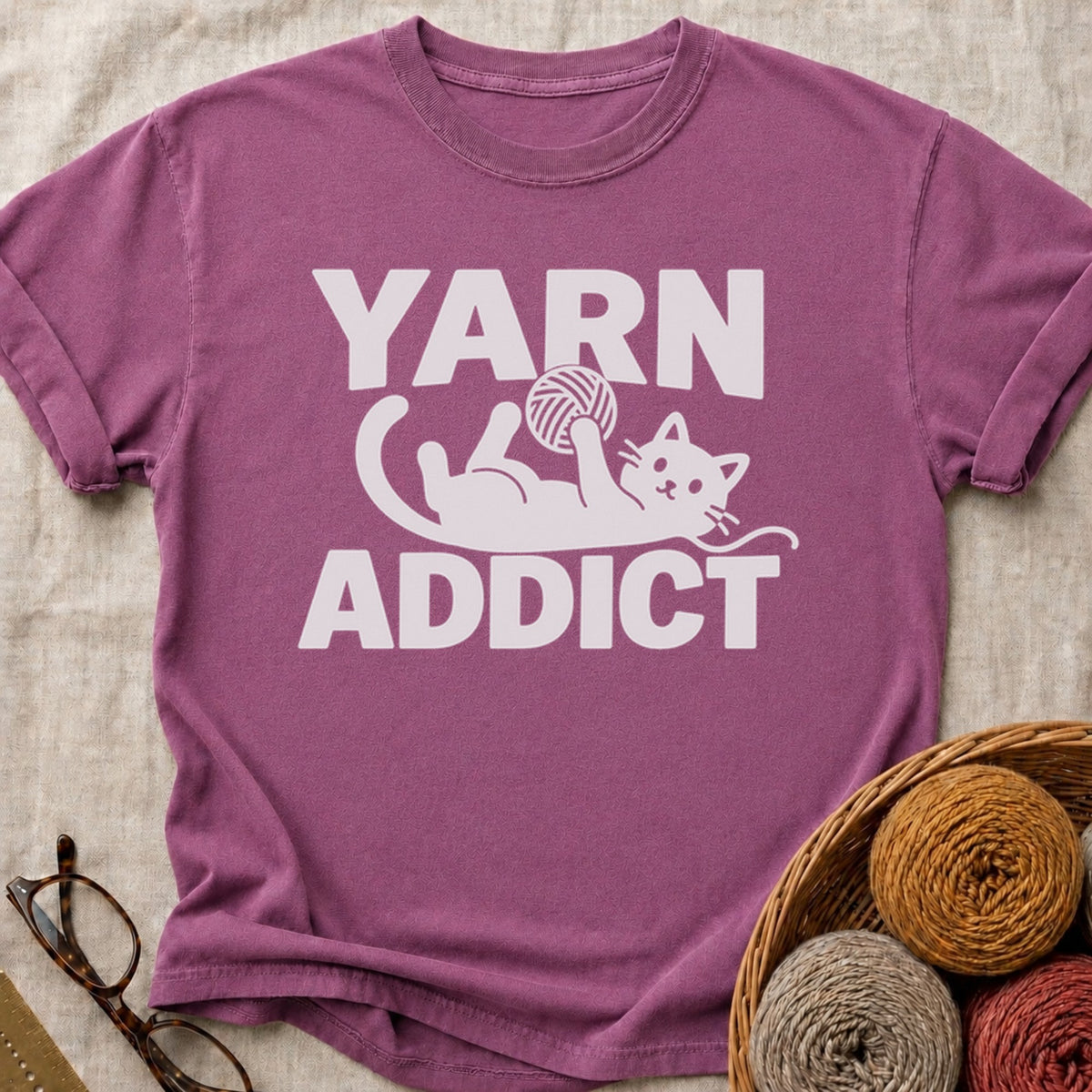 Yarn Addict T-Shirt in Berry