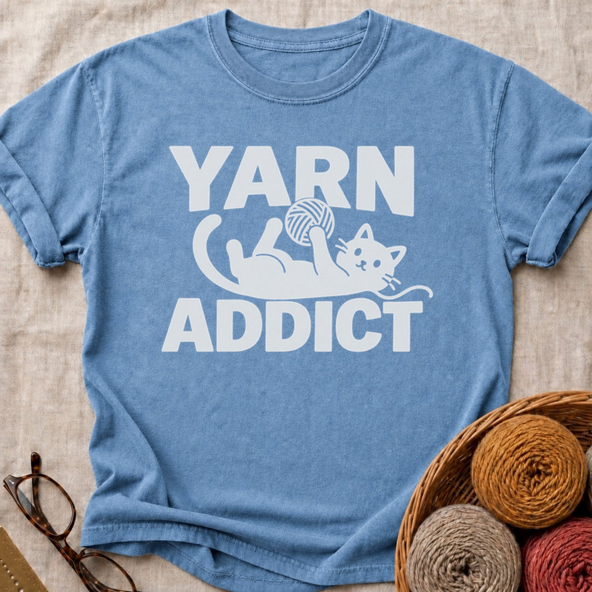 Yarn Addict T-Shirt in Blue Jean