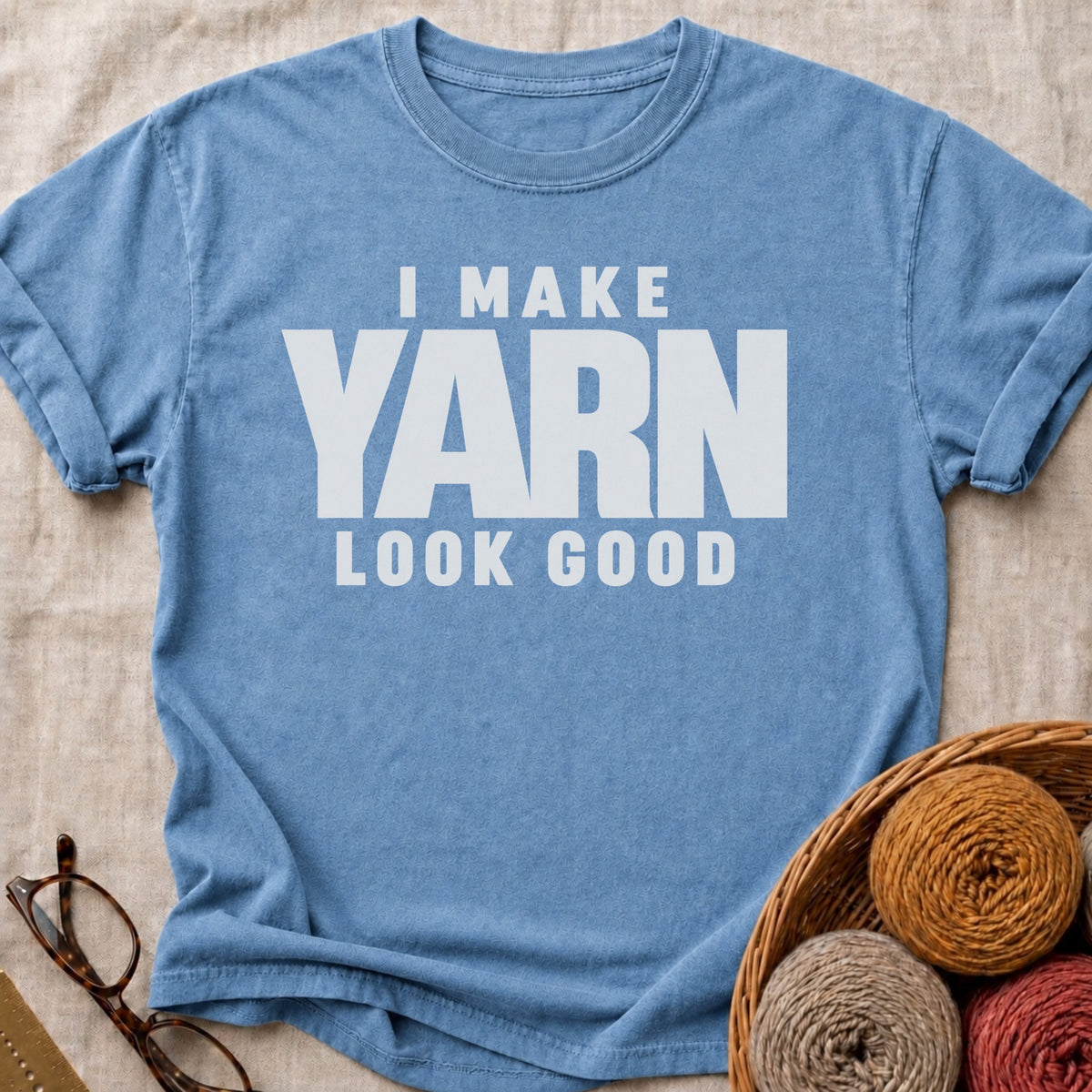 Yarn Look Good T-Shirt in Blue Jean