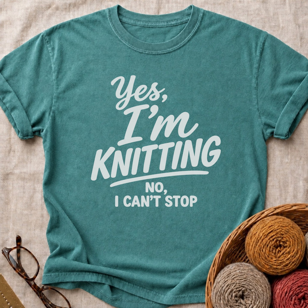 Yes Knitting T-Shirt in Blue Spruce