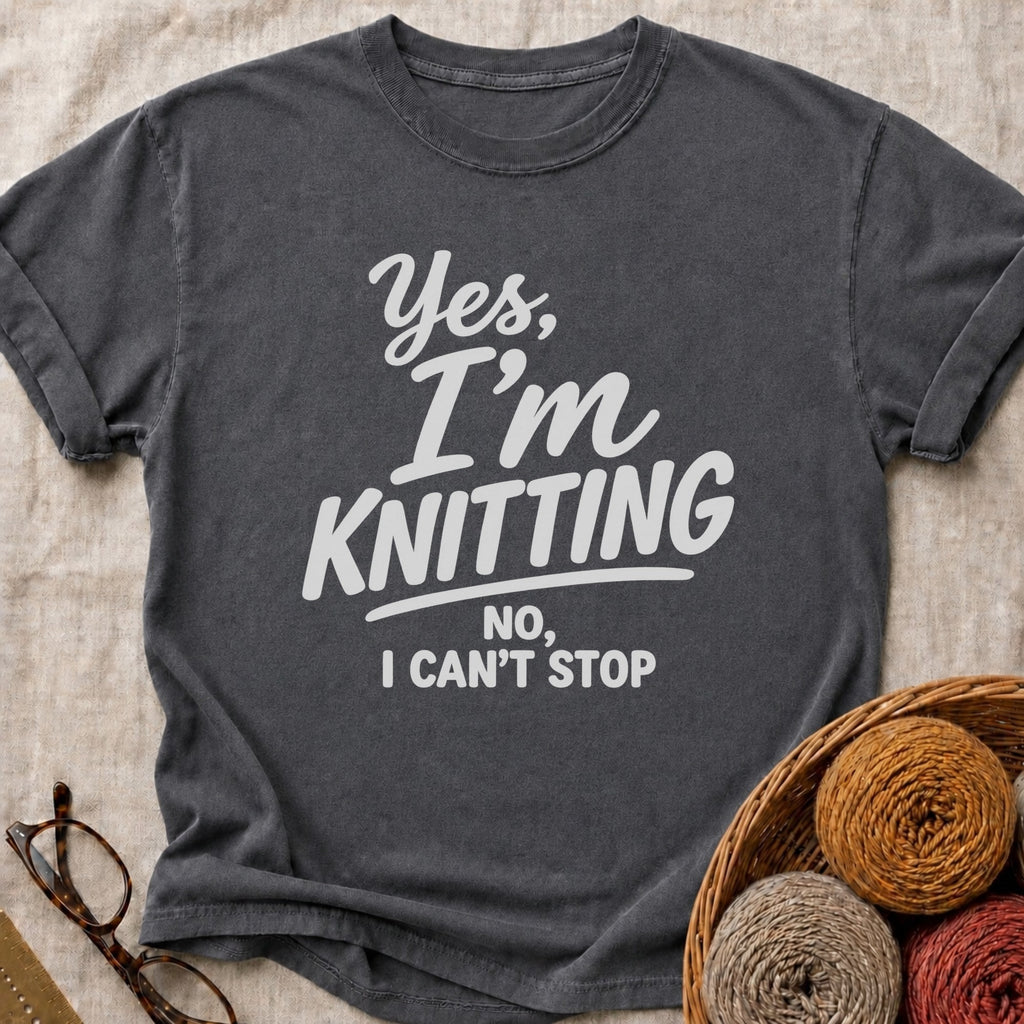 Yes Knitting T-Shirt in Pepper