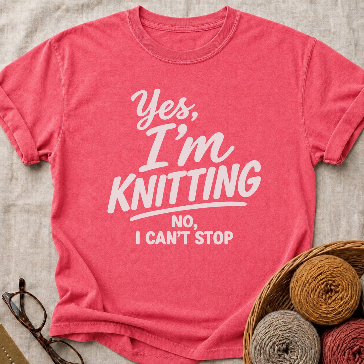 Yes Knitting T-Shirt in Watermelon